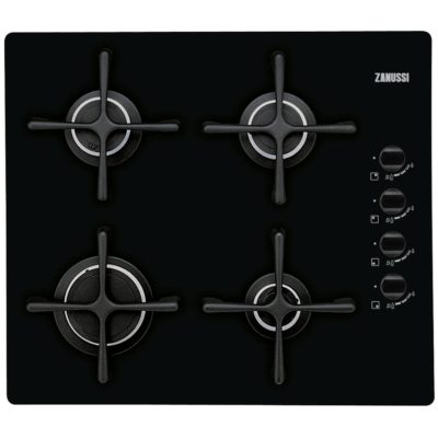 Zanussi ZGO63414BA 60cm 4 Burner Gas on Glass Hob in Black